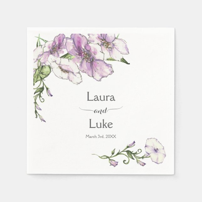 Serviette En Papier Mariage moderne Pansy (Devant)