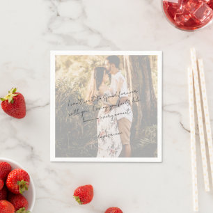 Serviette En Papier Mariage Moderne Photo Note d'Amour Écriture Rustiq