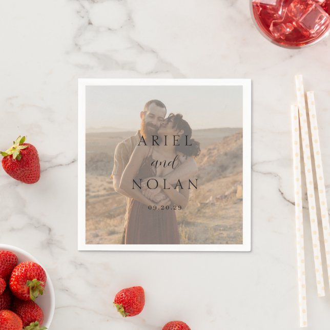 Serviette En Papier Mariage Moderne Photo Propre (En situation)