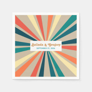 Serviette En Papier Mariage Moderne Rétro Arc-en-Ciel Coloré des Année