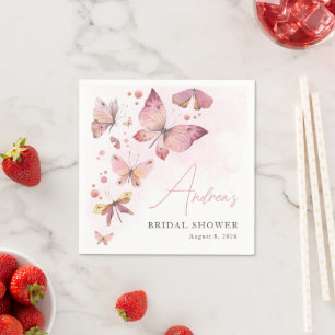 Serviette En Papier Mariage Moderne Rose Il Me Donne Des Papillons Ent