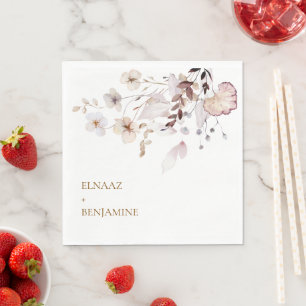 Serviette En Papier Mariage Moderne Simple d'Automne avec Fleurs Séché