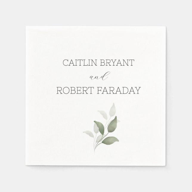 Serviette En Papier Mariage moderne verdure (Devant)
