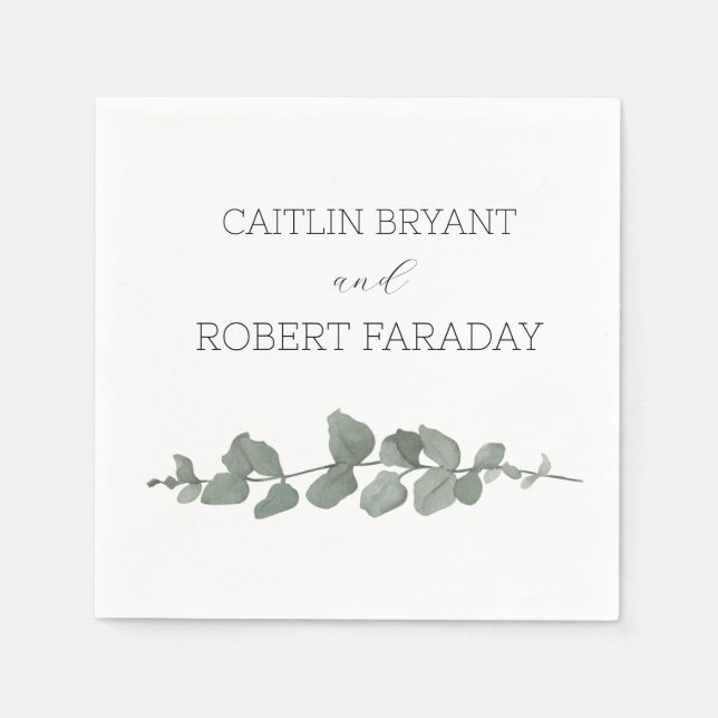 Serviette En Papier Mariage moderne verdure (Devant)