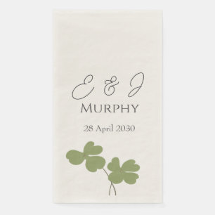 Serviette En Papier Mariage Moderne Vert Feuille de Trèfle Irlandais