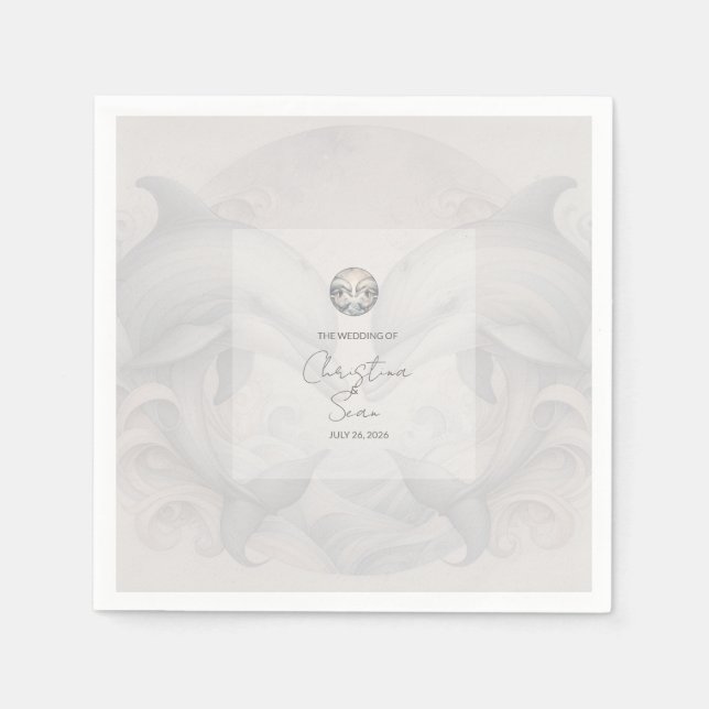Serviette En Papier Mariage moderne Whimsy Dolphin (Devant)