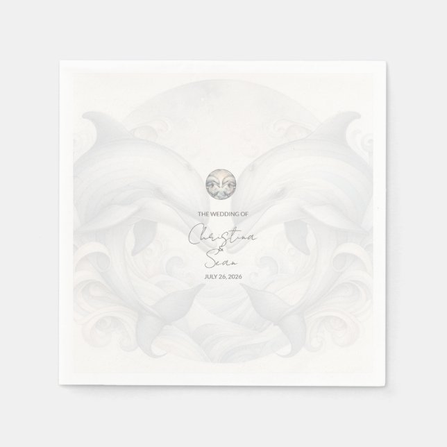 Serviette En Papier Mariage moderne Whimsy Dolphin (Devant)