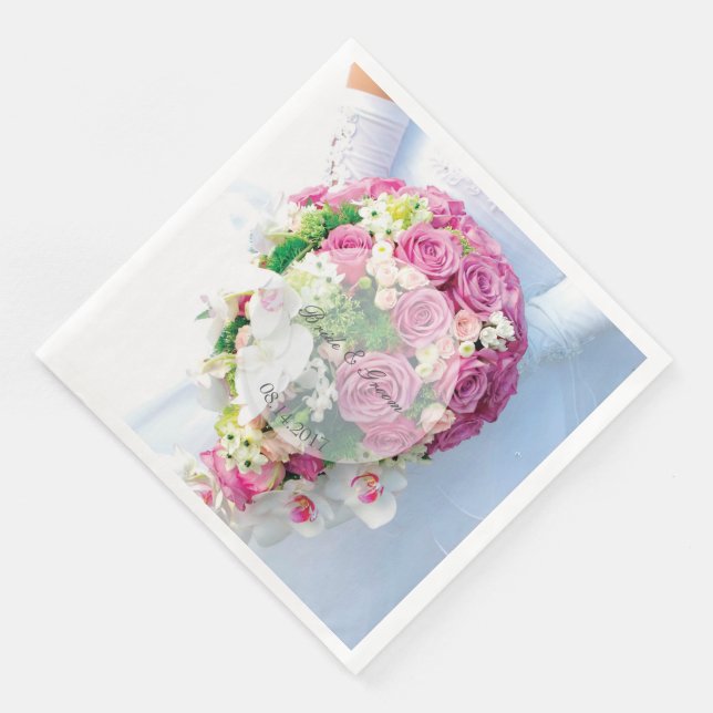 Serviette En Papier Mariage modifiable de dentelle nuptiale (Coin)