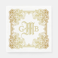 Mariage Monogram Classic Gold Frame Traditionnel
