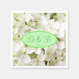 Serviette En Papier Mariage Monogram White Hydrangea
