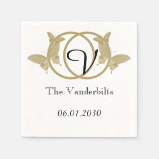 Serviette En Papier Mariage Monogramme à double anneau