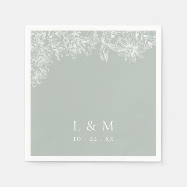 Serviette En Papier Mariage Monogramme blanc clair (Devant)