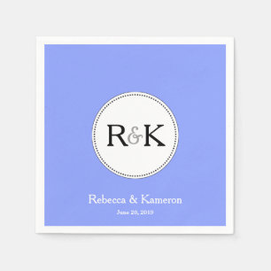 Serviette En Papier Mariage Monogramme bleu périphérique
