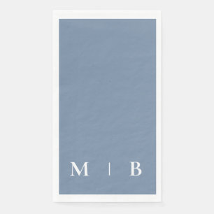 Serviette En Papier Mariage Monogramme Contemporain Pervenche