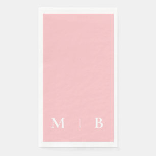 Serviette En Papier Mariage Monogramme Contemporain Rose