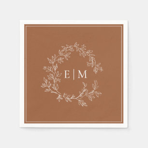 Serviette En Papier Mariage Monogramme en terre cuite moderne