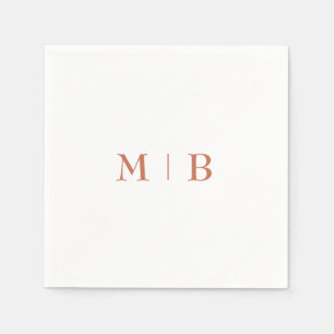 Serviette En Papier Mariage Monogramme en terre cuite simple et élégan