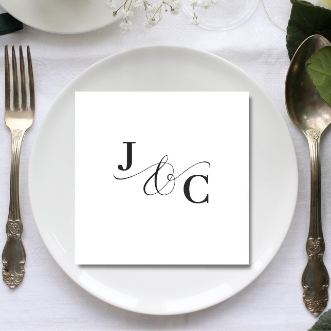 Serviette En Papier Mariage Monogramme Esperluette (Ampersand monogram napkins add a refined touch while personalizing your wedding tables.)
