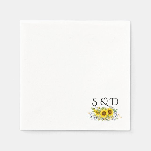 Serviette En Papier Mariage monogramme fleur sauvage d'aquarelle de to (Devant)