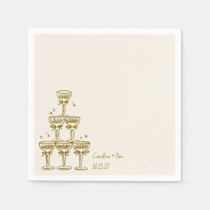 Serviette En Papier Mariage Monogramme manuscrit de Champagne Tower Go