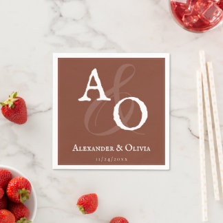 Serviette En Papier Mariage Monogramme minimaliste italien Sunset Oran