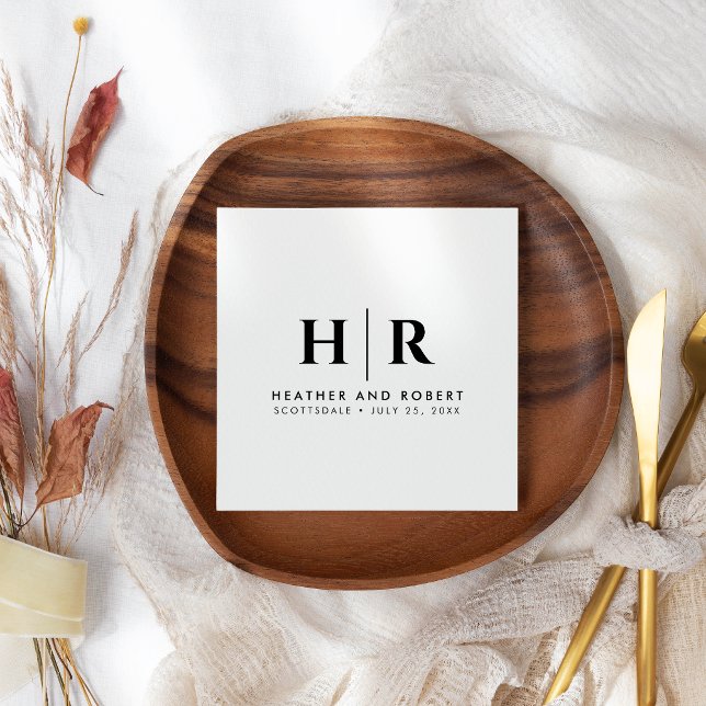 Serviette En Papier Mariage Monogramme moderne mariée et chambre perso (Créateur téléchargé)