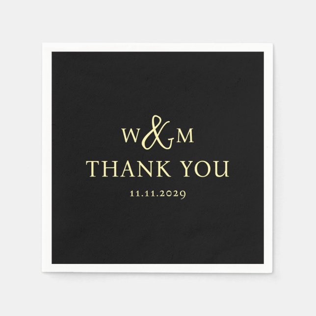 Serviette En Papier Mariage monogramme moderne simple et élégant (Devant)