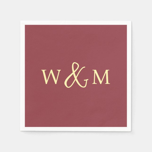 Serviette En Papier Mariage monogramme moderne simple et élégant (Devant)