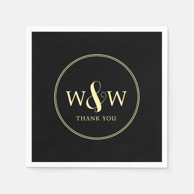 Serviette En Papier Mariage monogramme moderne simple et élégant (Devant)