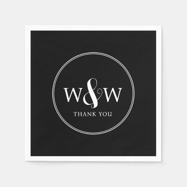 Serviette En Papier Mariage monogramme moderne simple et élégant (Devant)