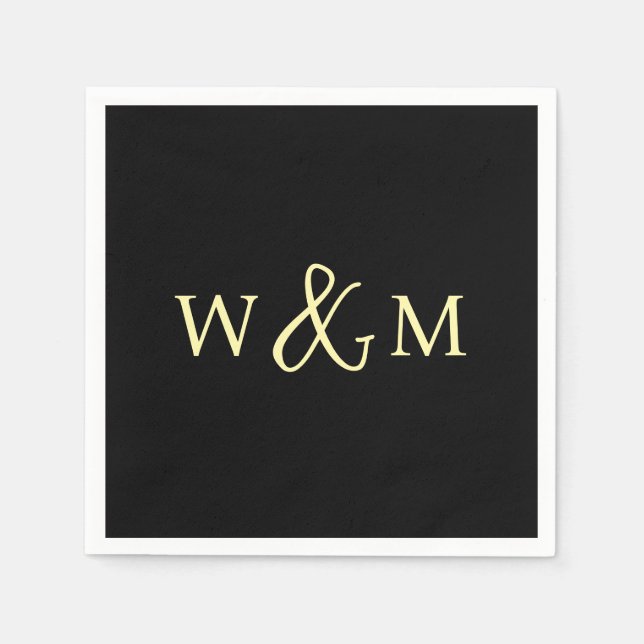 Serviette En Papier Mariage monogramme moderne simple et élégant (Devant)