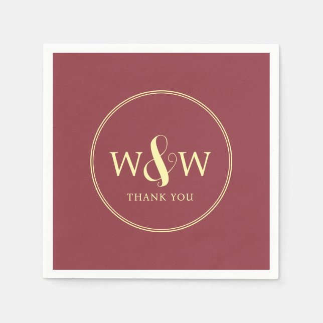 Serviette En Papier Mariage monogramme moderne simple et élégant (Devant)