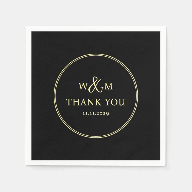 Serviette En Papier Mariage monogramme moderne simple et élégant (Devant)