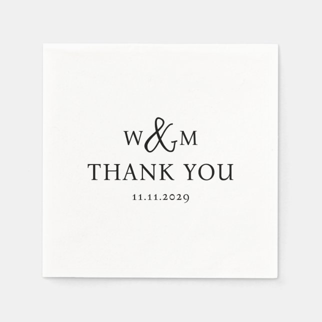 Serviette En Papier Mariage monogramme moderne simple et élégant (Devant)