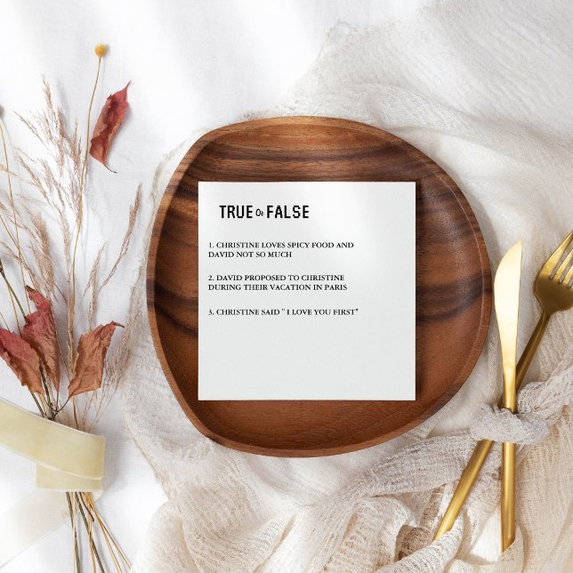 Serviette En Papier Mariage monogramme moderne Vrai ou faux (Créateur téléchargé)