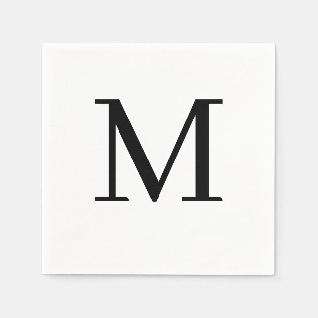 Serviette En Papier Mariage monogramme Napkin Classic Black Design (Devant)