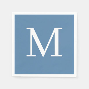 Serviette En Papier Mariage monogramme Napkin Dusty Blue Design