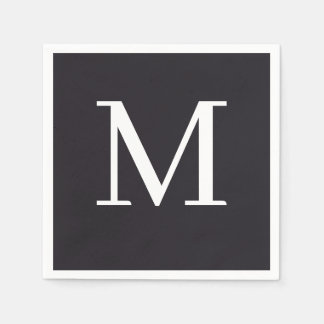 Serviette En Papier Mariage monogramme Napkin noir & blanc design