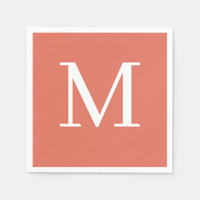 Serviette En Papier Mariage monogramme Napkin Terracotta Design (Devant)