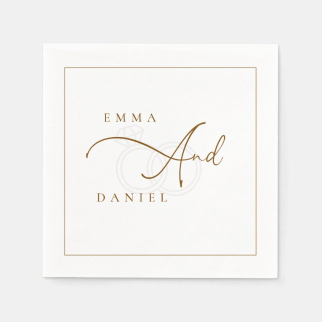 Serviette En Papier Mariage Monogramme personnalisé minimaliste (Devant)