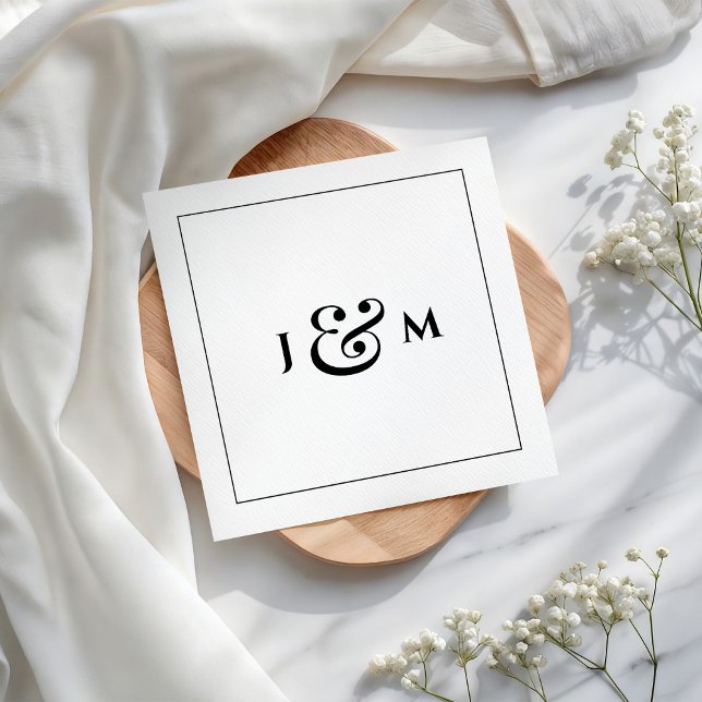 Serviette En Papier Mariage Monogramme Simple (Créateur téléchargé)