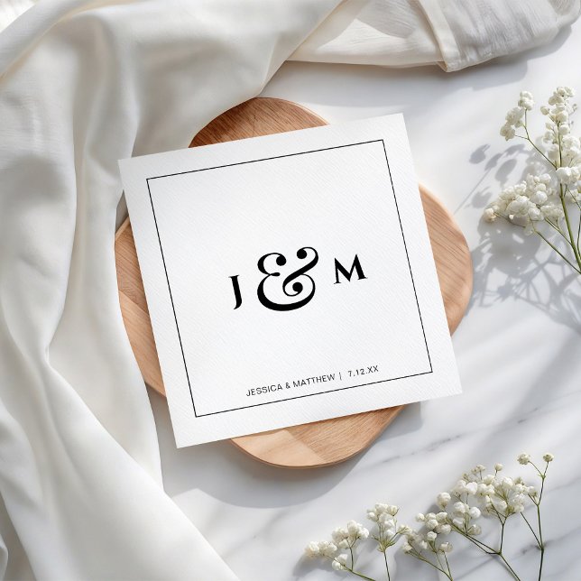 Serviette En Papier Mariage Monogramme Simple (Créateur téléchargé)