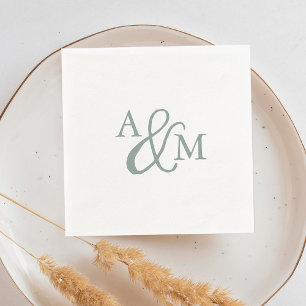 Serviette En Papier Mariage monogramme vert Dusty Sage