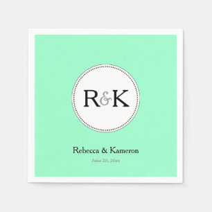 Serviette En Papier Mariage Monogrammé Vert Menthe
