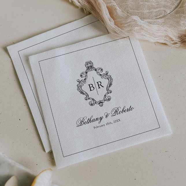 Serviette En Papier Mariage Monogramme vintage (Créateur téléchargé)
