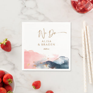 Serviette En Papier Mariage Montagne Magique Bleu Marine Rose Nous Nou
