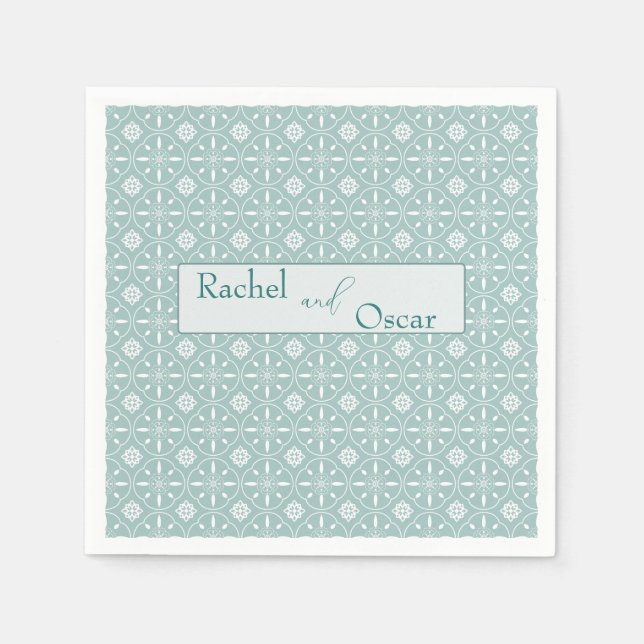Serviette En Papier Mariage motif bleu pastel (Devant)