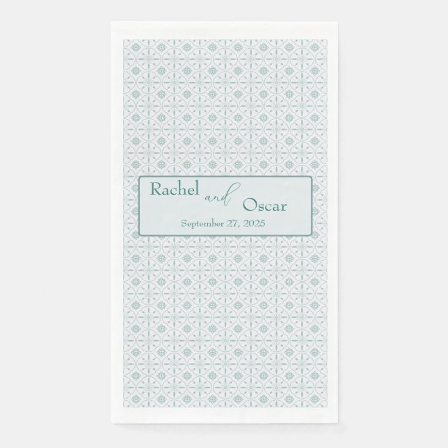 Serviette En Papier Mariage motif bleu pastel (Devant)