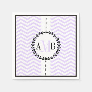 Serviette En Papier Mariage motif de lavande blanc chevron