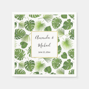 Serviette En Papier Mariage Motif Feuille élégant Green Tropical
